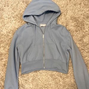 Urban, Womens cropped zip up hoodie, baby blue